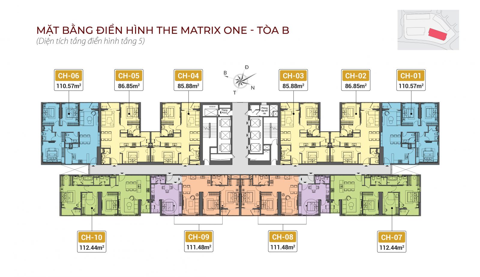 Mặt bằng Tòa B - The Matrix One (Mặt bằng điển hình tầng 05)