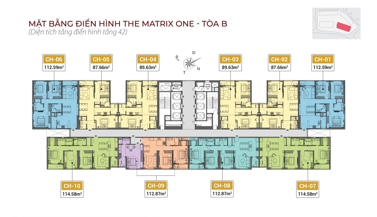 Mặt bằng Tòa B - The Matrix One (Mặt bằng điển hình tầng 42)